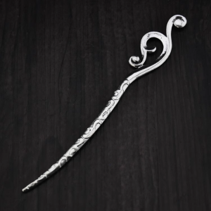 Vintage Ethnic Miao Silver Bookmark Hairpin, Classical Chinese Style Yunnan Jewelry