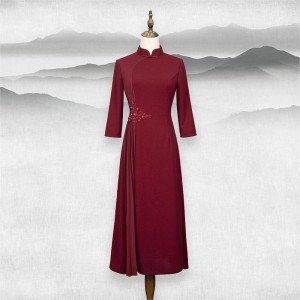 Vintage Slim Long Sleeve Modified Qipao Long Dress