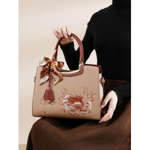 New Chinese-style national wind embroidered atmospheric light luxury oblique cross-hand bag