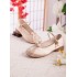 Women’s Spring-Summer Embroidered Flats, Round Toe, Single Strap, Block Heel, Non-Slip Soft Sole