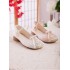 Women’s Spring-Summer Embroidered Flats, Round Toe, Single Strap, Block Heel, Non-Slip Soft Sole