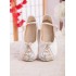 Women’s Spring-Summer Embroidered Flats, Round Toe, Single Strap, Block Heel, Non-Slip Soft Sole
