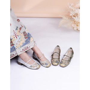 New Chinese Style Square-Toe Retro Flats  Qipao & Hanfu Shoes for Women