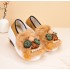 Platform Real Fur Tiger-Head Embroidered Shoes  Handmade Hanfu Ethnic Flats for Women