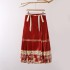 Red New-Chinese-Style Ma Mian Skirt with Sash (Half-Length)