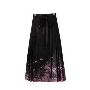 Vintage Chinese-Inspired High-Waisted Ma Mian Skirt (Waist-Cinching & Slim-Fitting)