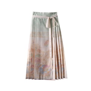 Sash-Tie Ma Mian A-Line Skirt (Hanfu-Inspired)