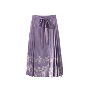 Long High-Waisted Ma Mian Skirt with Adjustable Waist Band