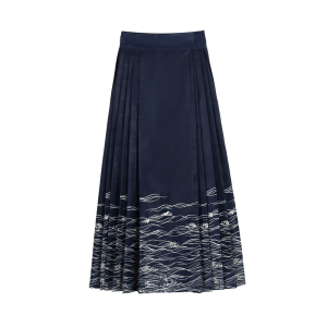 Vintage Chinese-Inspired Long Ma Mian Skirt with Adjustable Sash (Retro Elegance)