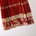 Red New-Chinese-Style Ma Mian Skirt with Sash (Half-Length)
